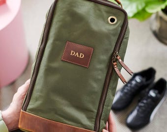Personalised Leather Trim Football Boot Bag - Perfect Gift for Son, Dad, Grandad. Ideal for any football player. Thoughtful and Useful Gift