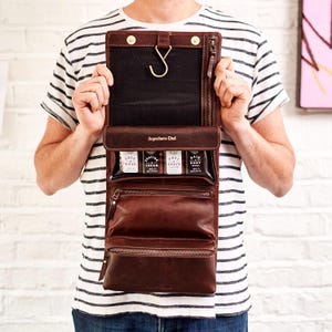 Personalised Leather Hanging Wash Bag | Handmade Buffalo Leather Toiletry Bag | Thoughtful Gift for Him | Travel Wash Bag | Lifetime Quality