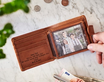 Personalised Tri Fold Leather Wallet with RFID