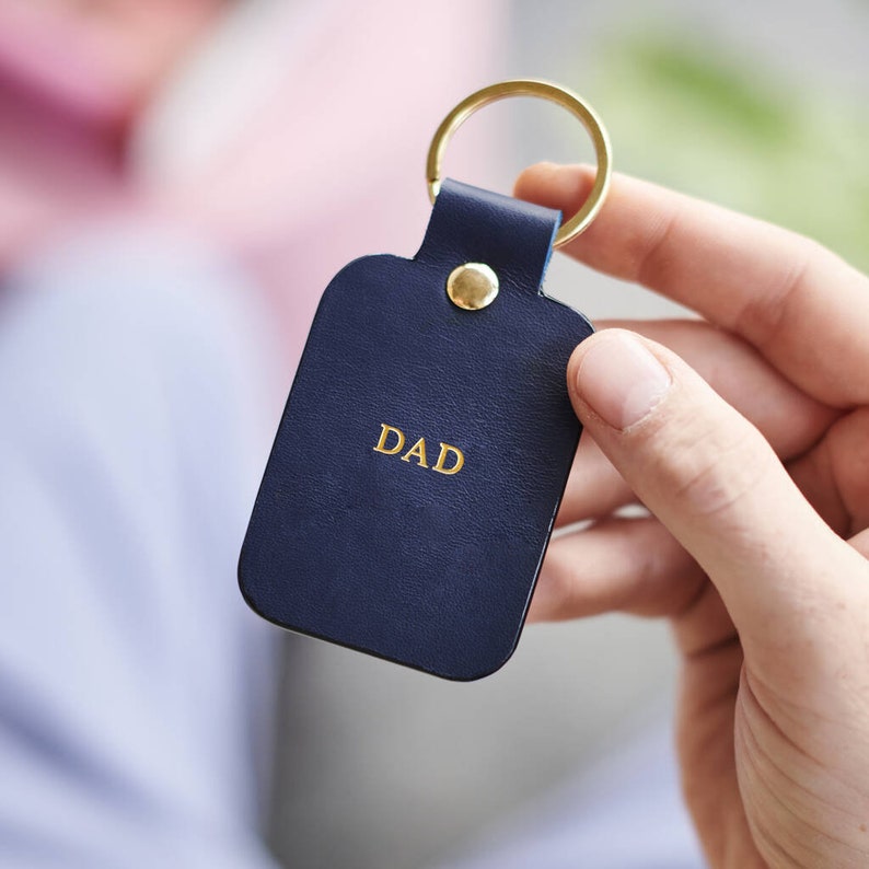 Handmade Leather Keyring with Personalisation - Perfect Christmas Gift for Dad, Grandad. Handmade, Luxury Leather, Gift Box image 1