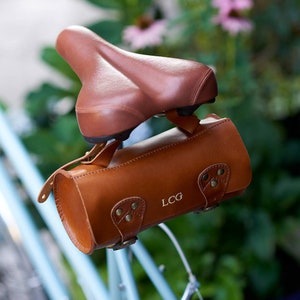 Personalised Leather Bike Saddle Bag image 3