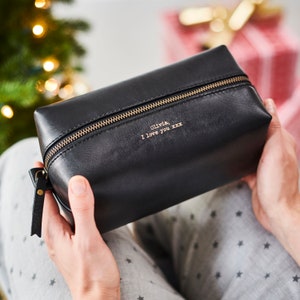 Borsa da bagno compatta in pelle di lusso con messaggio segreto