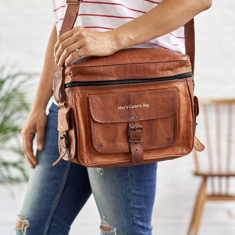 Personalised Leather Camera Bag image 3