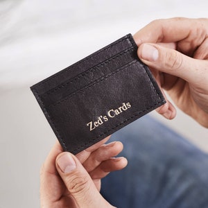 Personalised Leather Credit Card Holder Black