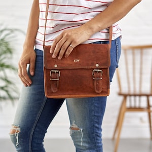 Personalised Vintage Style Womens Leather Bag