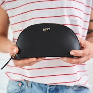 Personalised Leather Make-up Bag - Perfect Mother&#39;s Day Gift - Ideal for Travel. Luxury Thoughtful Present.