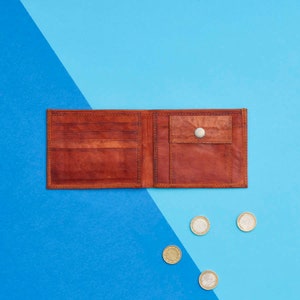 Cartera de cuero personalizada para hombre: regalo de Navidad para adolescentes: cuero natural, regalo hecho a mano para hijo, adolescente, papá imagen 6