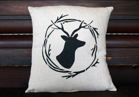 Deer Head Pillow Silhouette Pillow Deer Decor Gift For Him Etsy