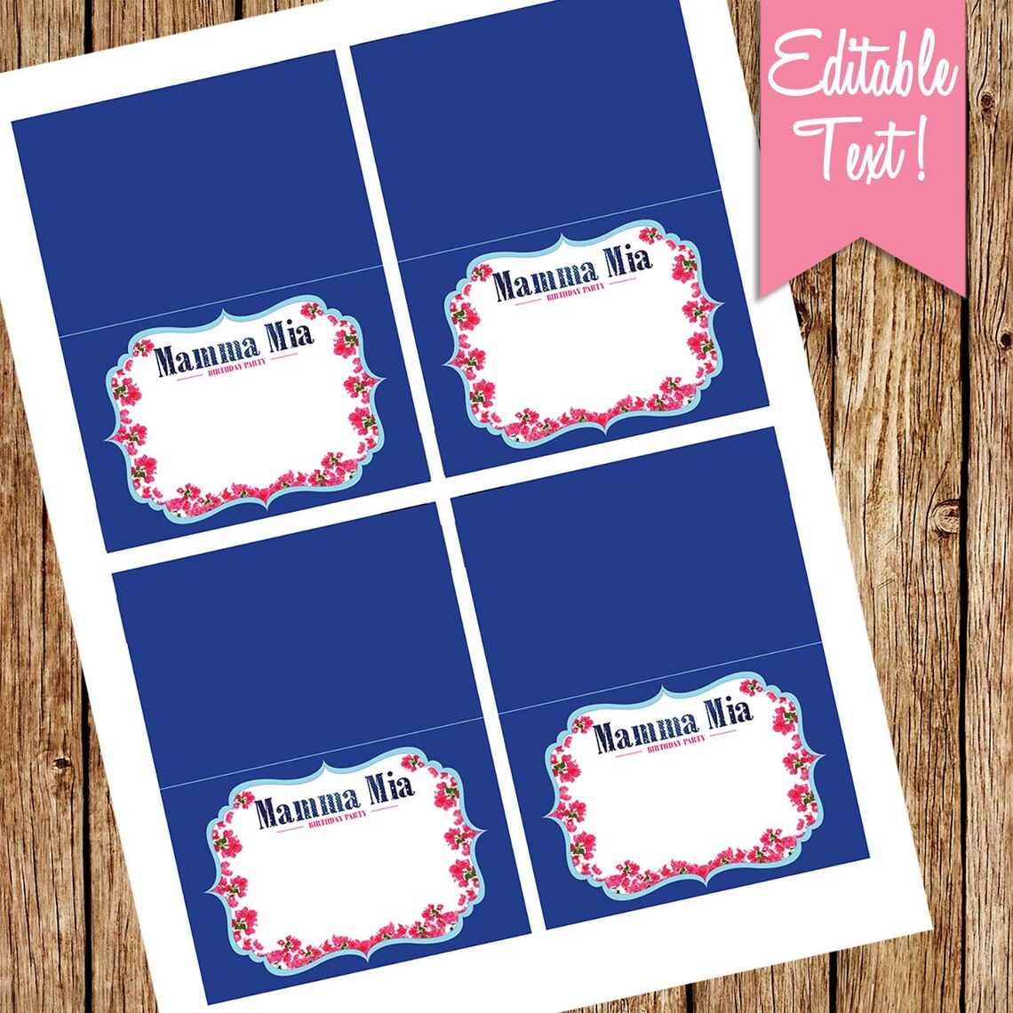 Mamma Mia Food Label Tent Cards, Mamma Mia Party Decor, Birthdays, Bridal Showers, Baby Showers