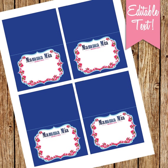 Mamma Mia Cupcake Toppers PRINTABLES Party food sign decorations