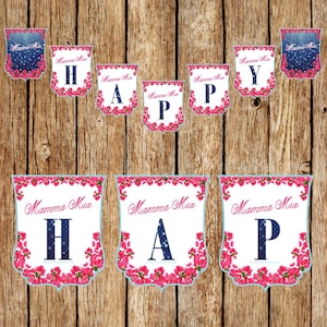 Mamma Mia Bunting, Mamma Mia Party Decor, Birthdays, Bridal Showers, Baby Showers. DIGITAL ITEM