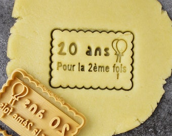 Emporte-pièce petit beurre - "20 Ans pour la 2ème fois" - Conçu et fabriqué pour vous