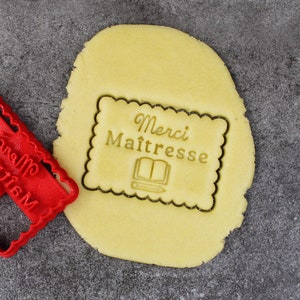 Cortador de galletas Petit beurre - "Gracias maestra" con motivo de libreta y lápiz - Diseñado y hecho para ti