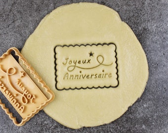 Emporte-pièce petit beurre - "Joyeux Anniversaire" avec étoiles - Conçu et fabriqué pour vous