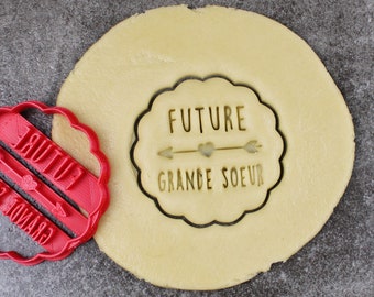 Emporte-pièce cannelé - "Future Grande Soeur" avec motif de flèche - Conçu et fabriqué pour vous