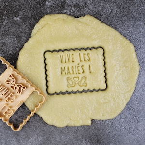 Petit beurre cookie cutter - "Long live the bride and groom" with dove motif - Designed and manufactured for you