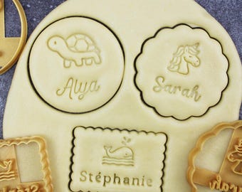 Cookie cutter with customizable shape, text and pattern - Animal theme