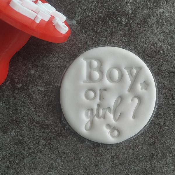 Tampon avec poignée : "Boy or girl ?" | Rond