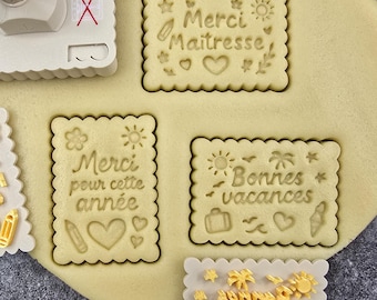 Kit PivoFix® - Thème Maîtresse et fin d'année scolaire - Emporte-pièce à poussoir - Plusieurs langues disponibles - Fabriqué en France