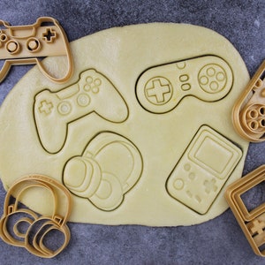Cortadores de galletas con temática de videojuegos 2: controlador, controlador retro, auriculares, consola portátil retro