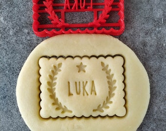 Star and laurel cookie cutter - Petit beurre - Personalizable with first name | Designed and made in France