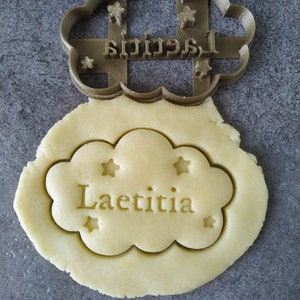 Cloud and stars cookie cutter Customizable with first name Designed and made for you image 1