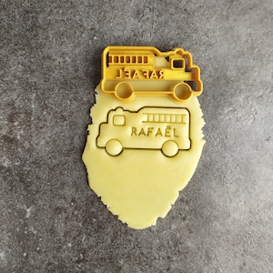 Fire Truck Cookie Cutter - Customizable with first name| Designed and manufactured in France