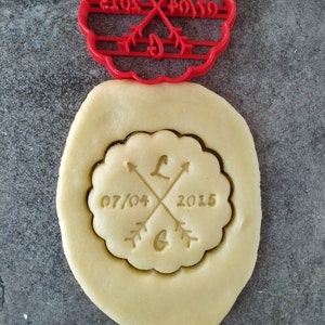 Bohemian Cookie Cutter - Fluted - Customizable with Initials and Date | Designed and Made for You