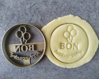 &quot;HAPPY BIRTHDAY&quot; cookie cutter with balloons - Round | Designed and manufactured for you