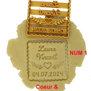 Emporte-pièce motif au choix Petit Beurre carré Personnalisable avec 2 Prénoms et date Conçu et fabriqué en France image 3