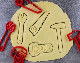 DIY-themed cookie cutters: Hammer, Wrench, Saw, Screw