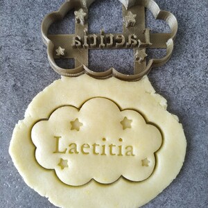 Cloud and stars cookie cutter Customizable with first name Designed and made for you image 3