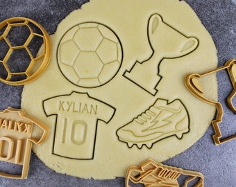 Football-themed cookie cutters: Jersey, Cup, Cleats, Football ball