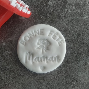 Cookie stamp plate with or without handle: "Happy Mother's Day" | Round