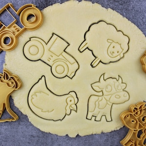 Farm Theme Cookie Cutters: Tractor, Cow, Sheep, Chicken