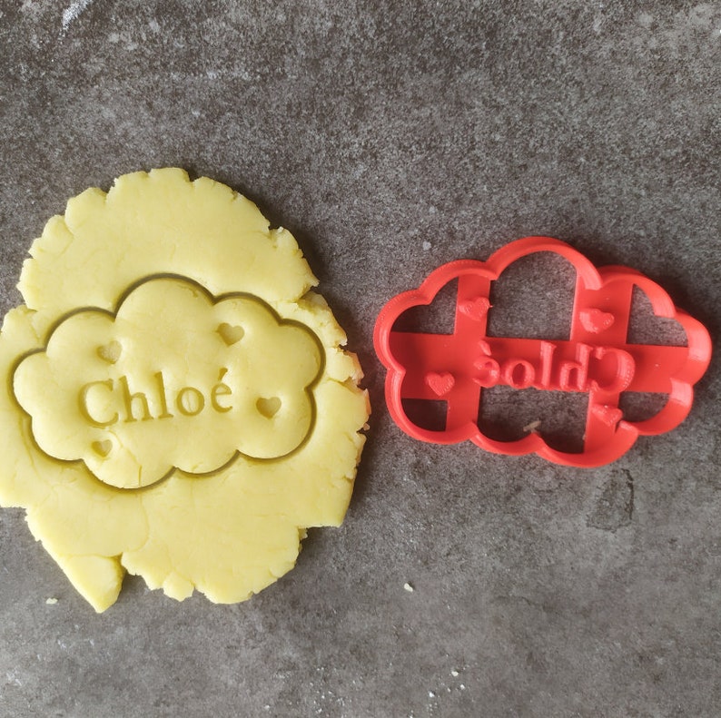 Cloud and stars cookie cutter Customizable with first name Designed and made for you image 5