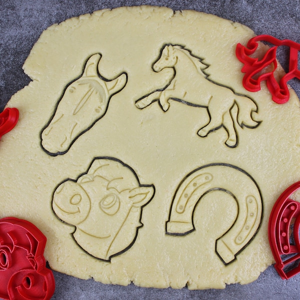 Cortadores de galletas con temática de caballos: caballo, herradura, cabezas de caballo