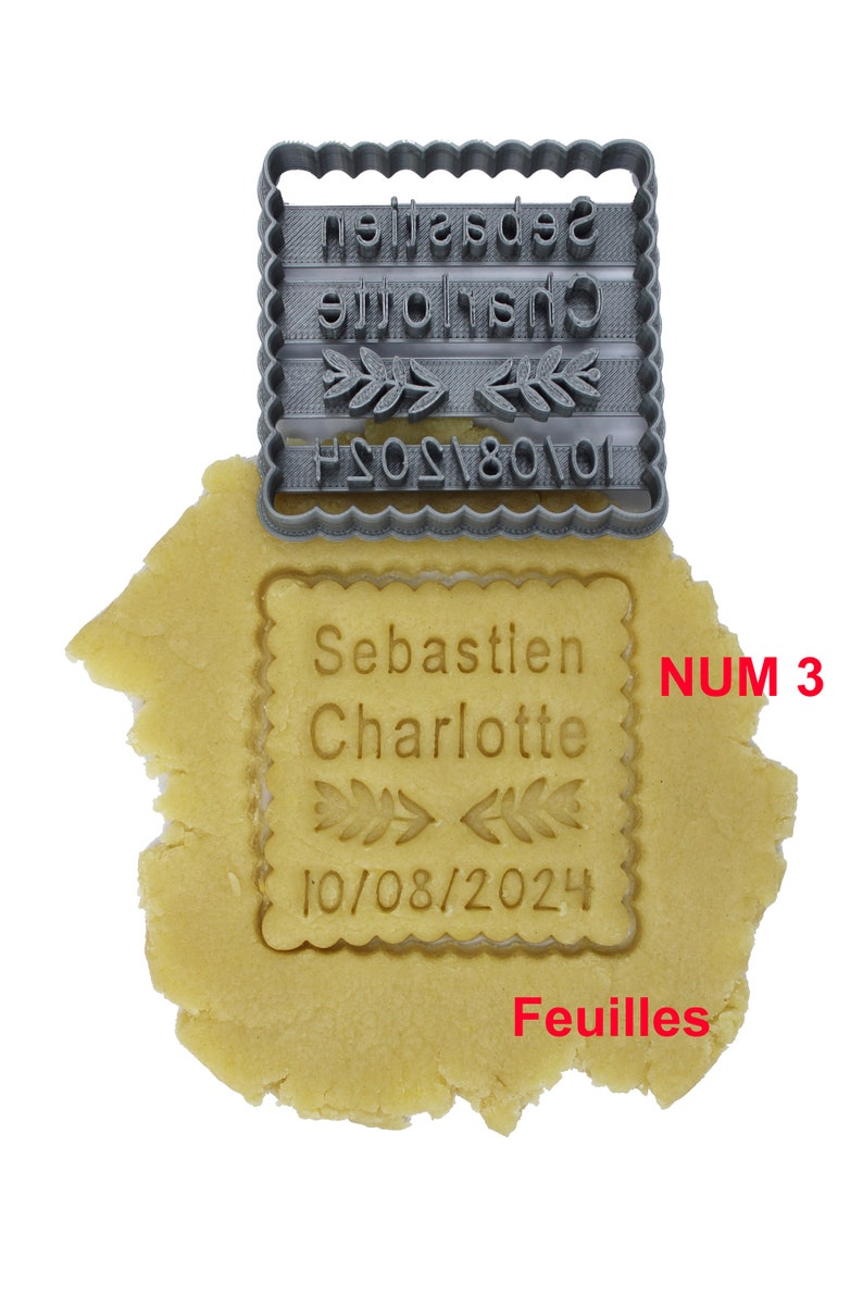 Emporte-pièce motif au choix Petit Beurre carré Personnalisable avec 2 Prénoms et date Conçu et fabriqué en France image 5