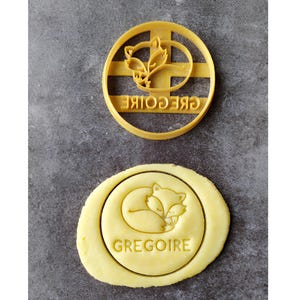 Molde para galletas con forma de zorro - Redondo - Personalizable con nombre | Diseñado y fabricado en Francia