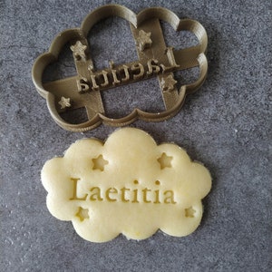 Cloud and stars cookie cutter Customizable with first name Designed and made for you image 4