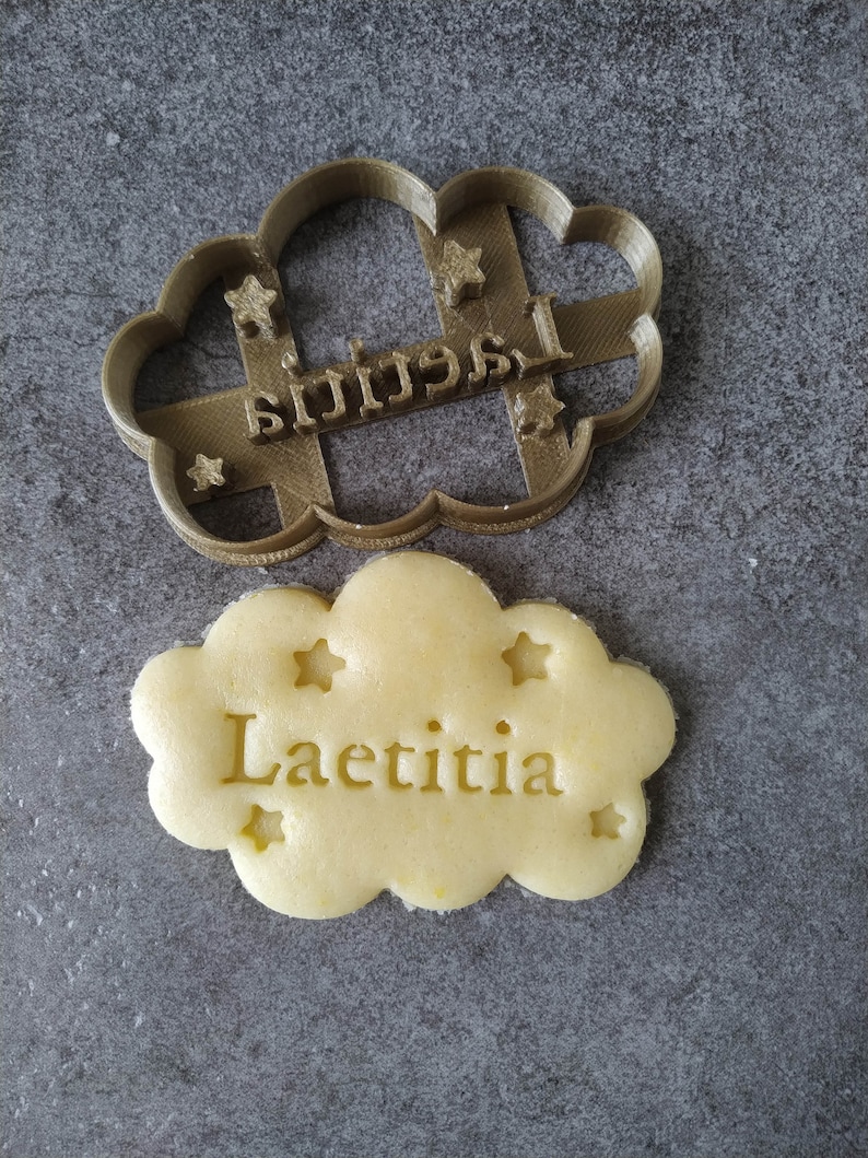 Cloud and stars cookie cutter Customizable with first name Designed and made for you image 4