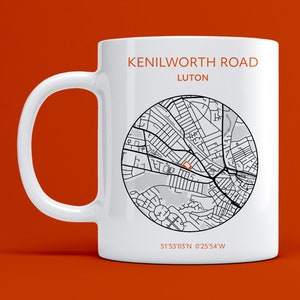Luton Town mug: Kenilworth Road map