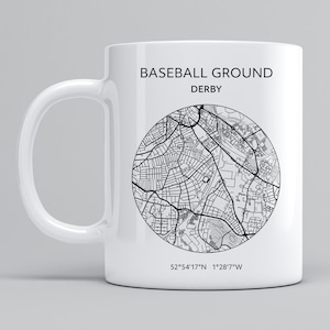 Derby County mug: Baseball Ground map