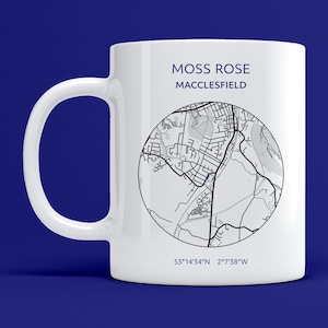 Macclesfield Town mug: Moss Rose map