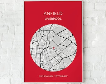 Liverpool print: Anfield map