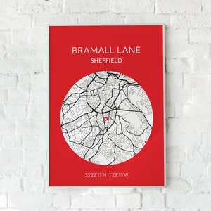 Sheffield United print: Bramall Lane map