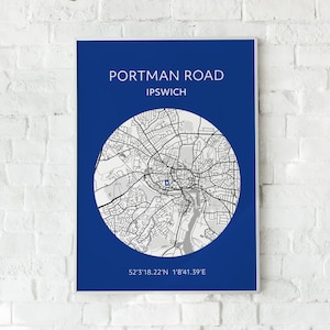 Ipswich Town print: Portman Road map