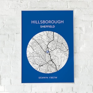 Sheffield Wednesday: Impresión del mapa de Hillsborough