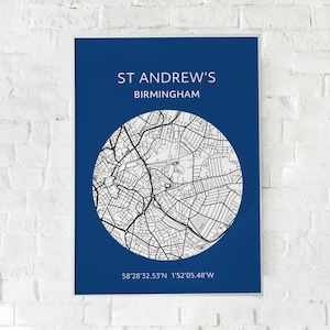 Birmingham City: St Andrew&#39;s map print