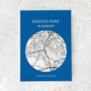Blackburn Rovers: Ewood Park map print